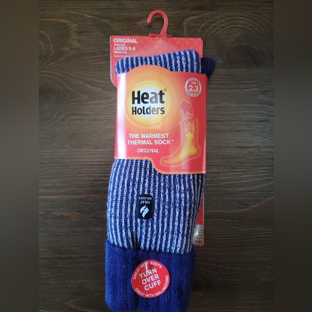 NWT Heat Holder Women's Ribbed Boot Socks, Size Women's 5-9  Navy
